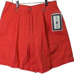 White Stag Shorts Women size 12 Orange High Waist Cotton Pleated 90s Mom New